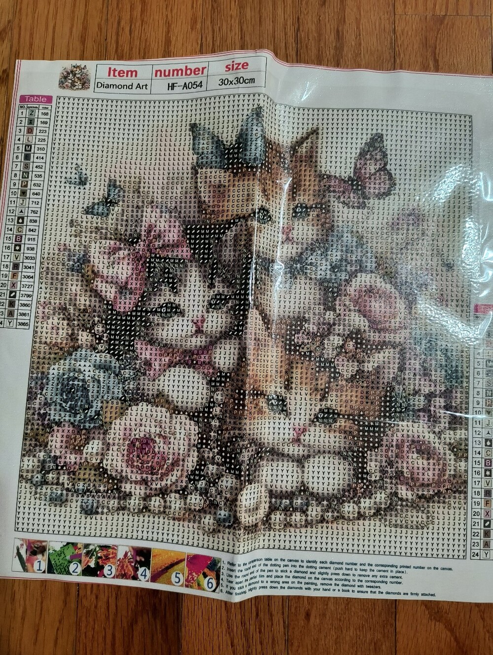 New Diamond art kit, cats and flowers